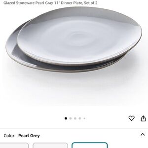 Keltum Glazed Stoneware Pearl Gray 11" Dinner Plate, Set of 2